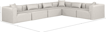 Crescent Cream Faux Leather Modular Sectional Sec6A