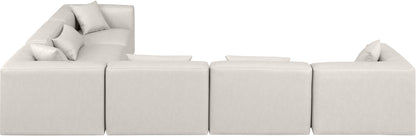 Crescent Cream Faux Leather Modular Sectional Sec6A