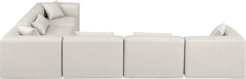 Crescent Cream Faux Leather Modular Sectional Sec6A