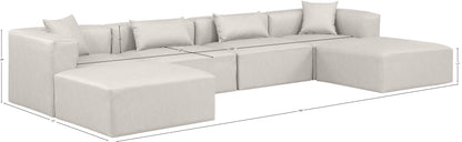 Crescent Cream Faux Leather Modular Sectional Sec6B