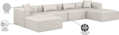 Crescent Cream Faux Leather Modular Sectional Sec6B