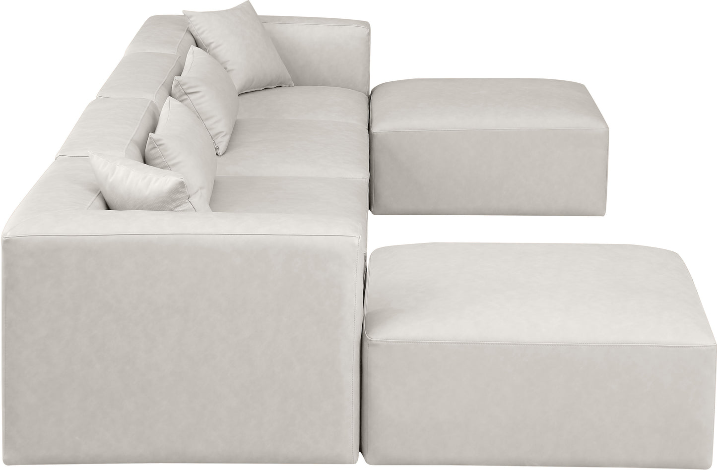 crescent cream faux leather modular sectional sec6b