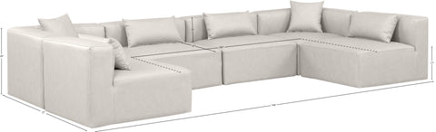 Crescent Cream Faux Leather Modular Sectional Sec6D