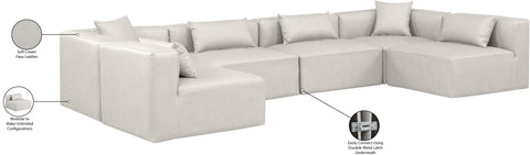 Crescent Cream Faux Leather Modular Sectional Sec6D