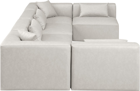 Crescent Cream Faux Leather Modular Sectional Sec6D