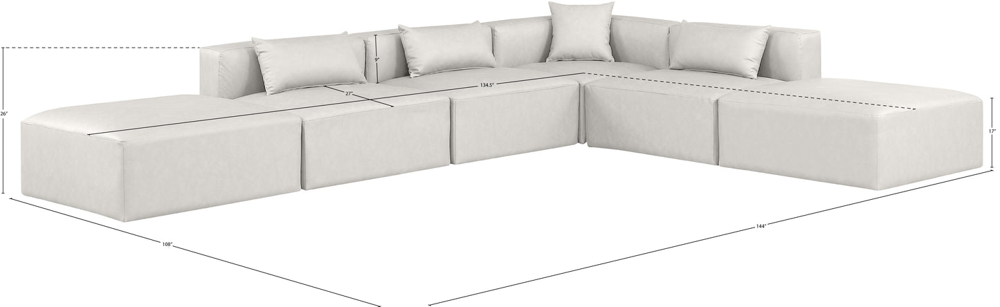 crescent cream faux leather modular sectional sec6e