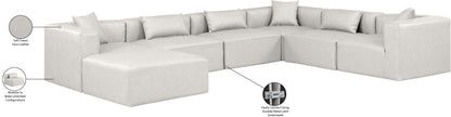 Crescent Cream Faux Leather Modular Sectional Sec7A