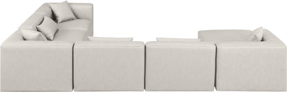 Crescent Cream Faux Leather Modular Sectional Sec7A