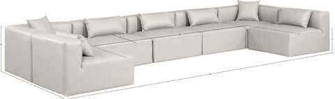 Crescent Cream Faux Leather Modular Sectional Sec7B