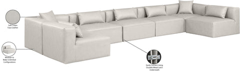 Crescent Cream Faux Leather Modular Sectional Sec7B
