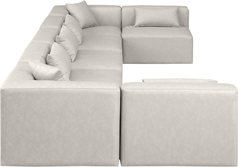 Crescent Cream Faux Leather Modular Sectional Sec7B