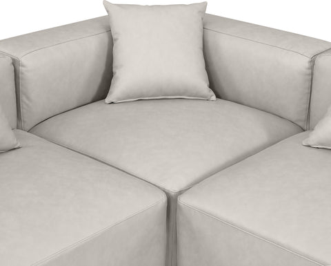 Crescent Cream Faux Leather Modular Sectional Sec7B