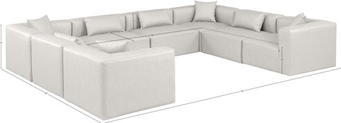 Crescent Cream Faux Leather Modular Sectional Sec8A