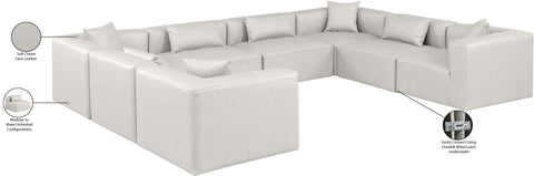 Crescent Cream Faux Leather Modular Sectional Sec8A