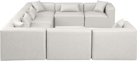 Crescent Cream Faux Leather Modular Sectional Sec8A