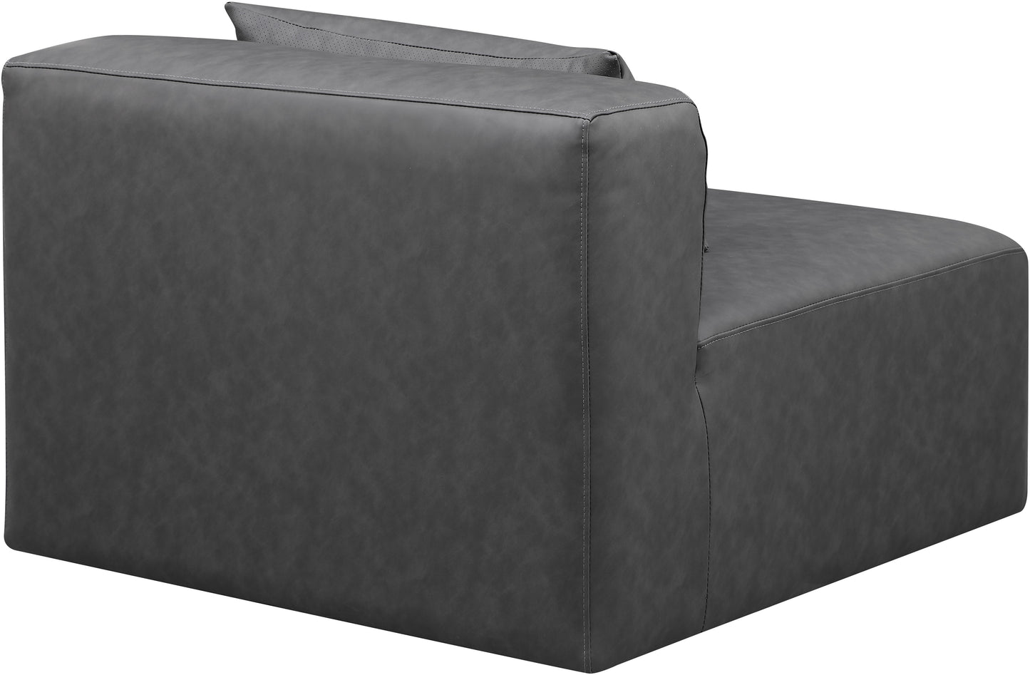 crescent charcoal grey faux leather armless chair armless