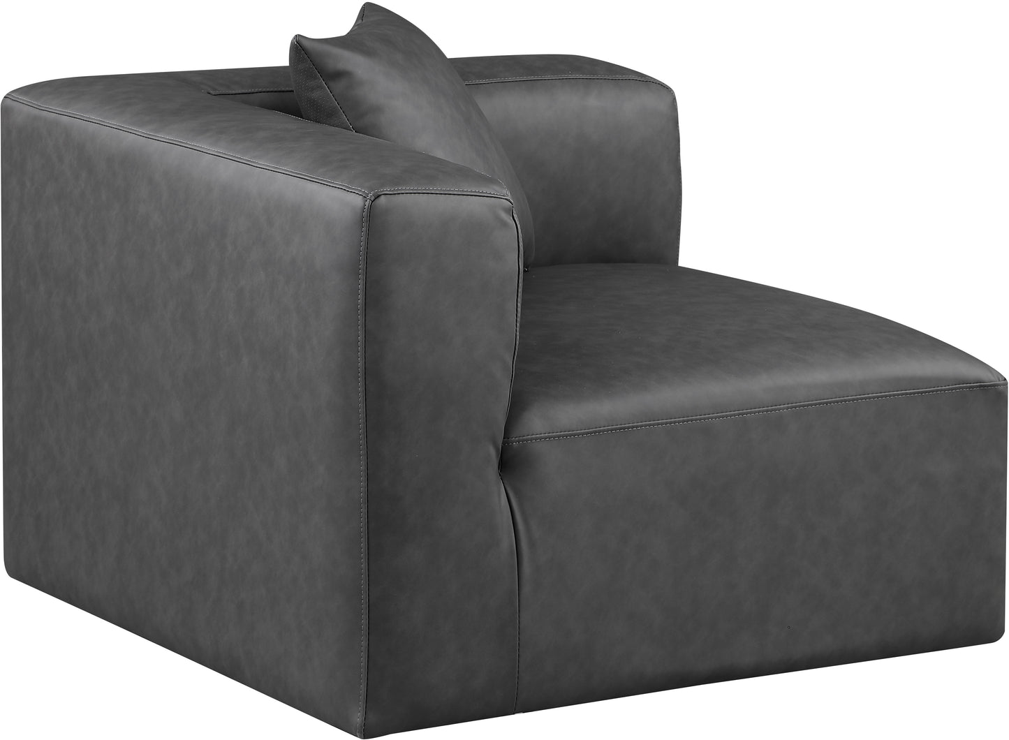 crescent charcoal grey faux leather corner chair corner