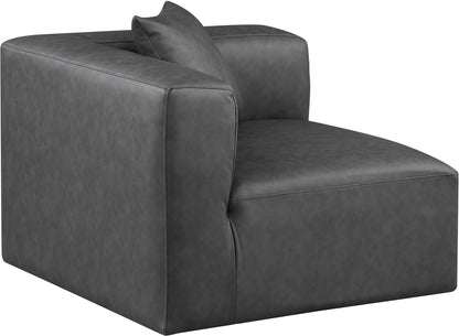 Crescent Charcoal Grey Faux Leather Corner Chair Corner