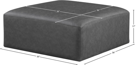 Farrah Charcoal Vegan Leather Upholstered Ottoman, 1 Piece