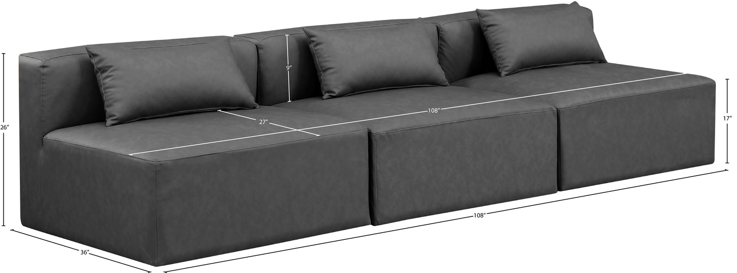 crescent charcoal grey faux leather modular sofa s108a