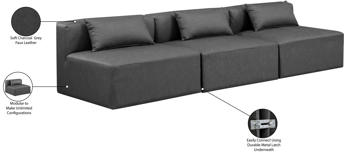 crescent charcoal grey faux leather modular sofa s108a