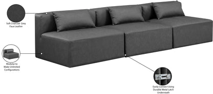 Crescent Charcoal Grey Faux Leather Modular Sofa S108A