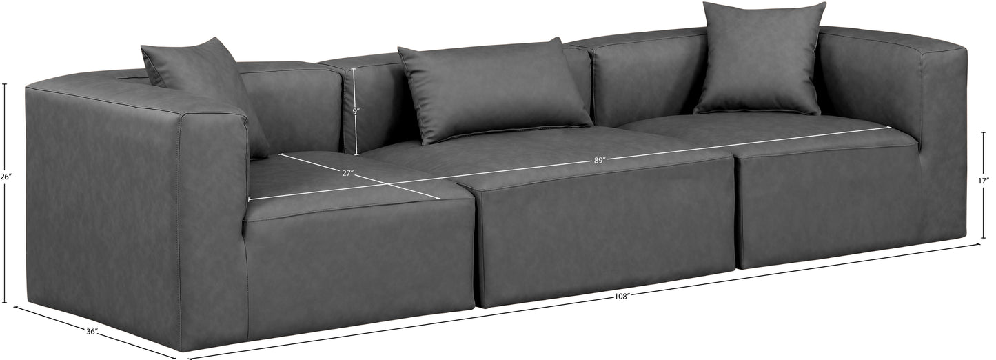 crescent charcoal grey faux leather modular sofa s108b