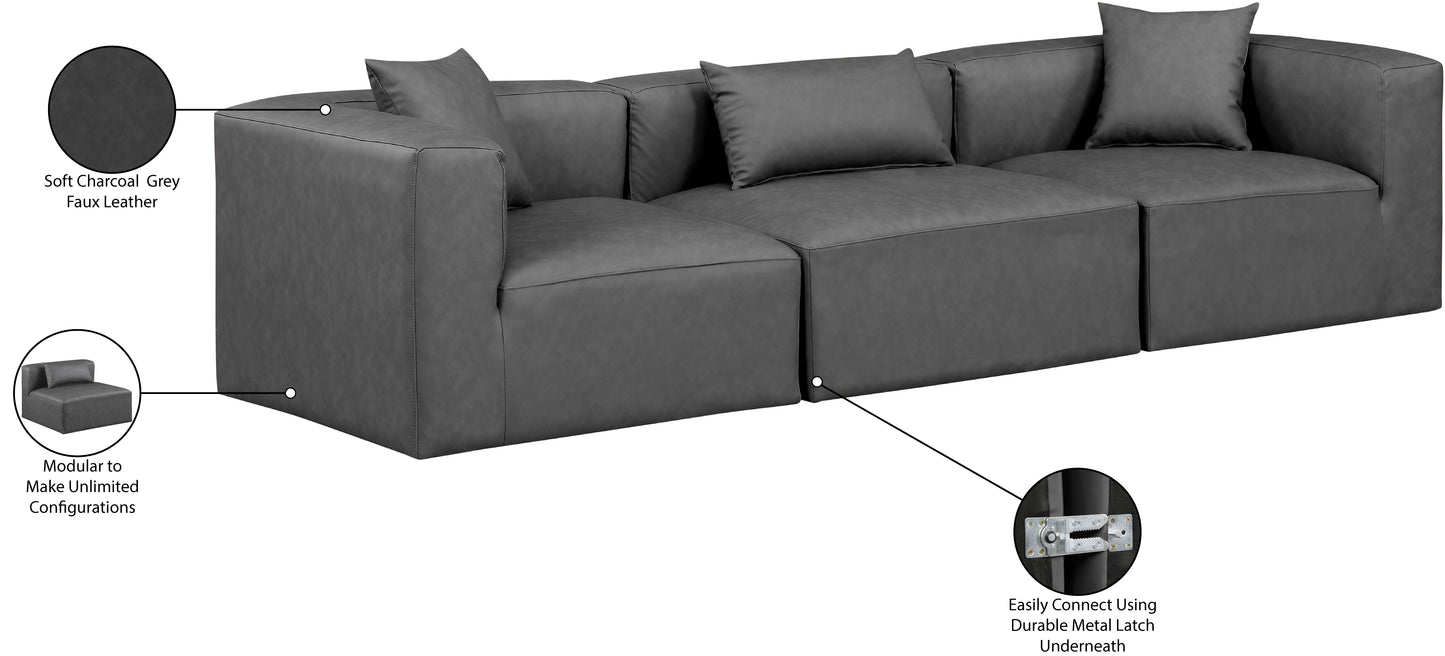 crescent charcoal grey faux leather modular sofa s108b