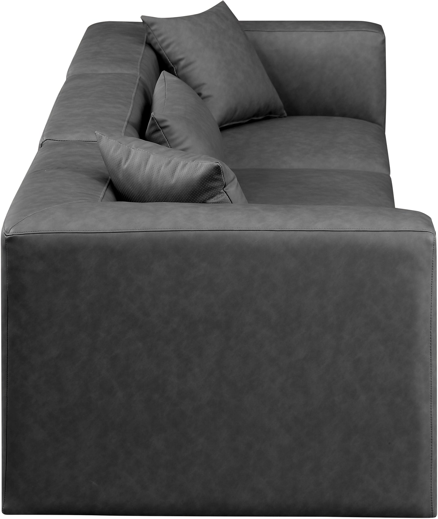 crescent charcoal grey faux leather modular sofa s108b