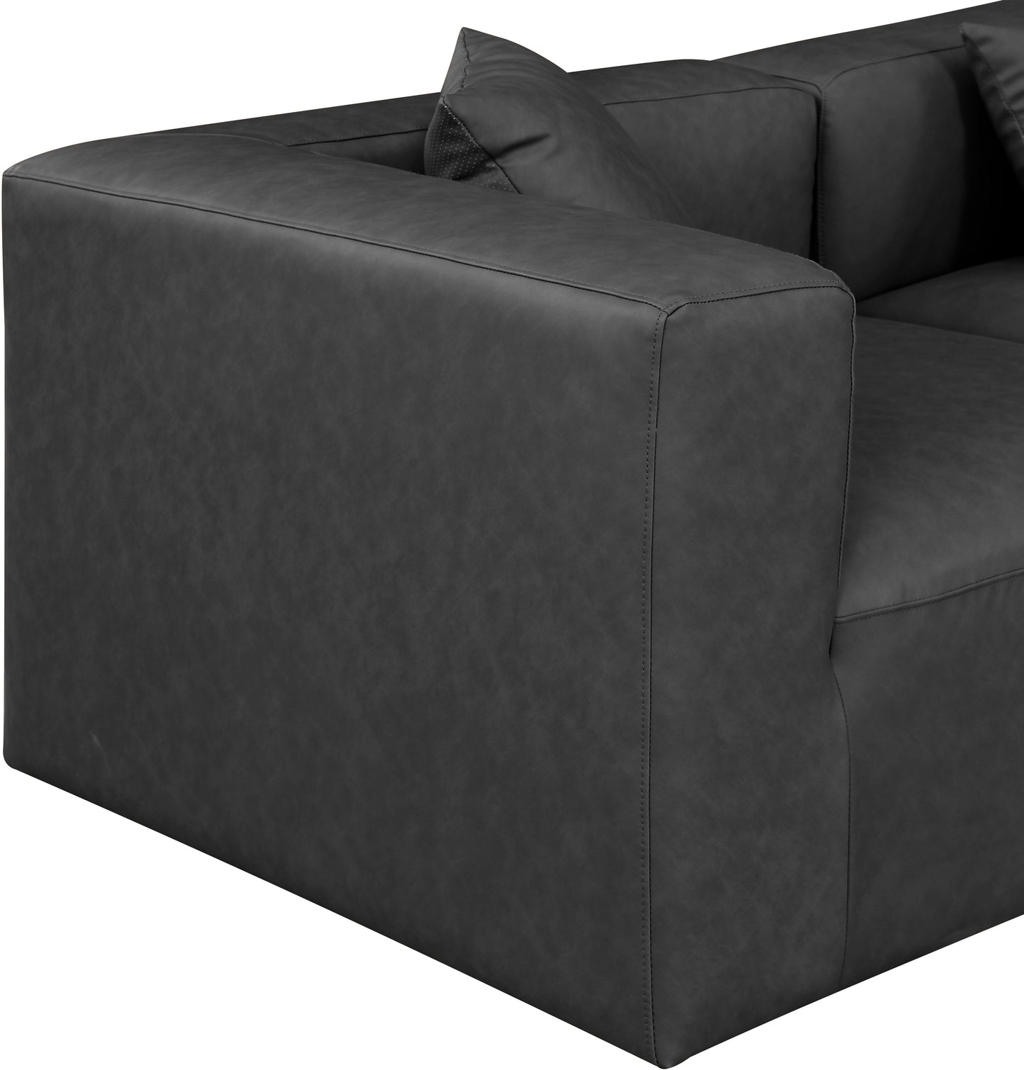 crescent charcoal grey faux leather modular sofa s108b