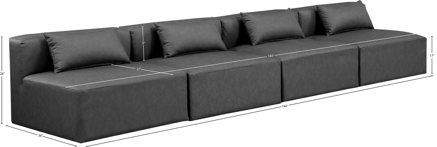 crescent charcoal grey faux leather modular sofa s144a