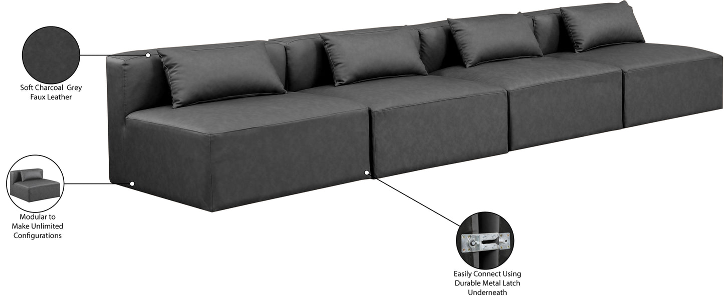 crescent charcoal grey faux leather modular sofa s144a