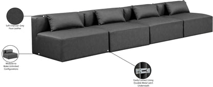 Crescent Charcoal Grey Faux Leather Modular Sofa S144A