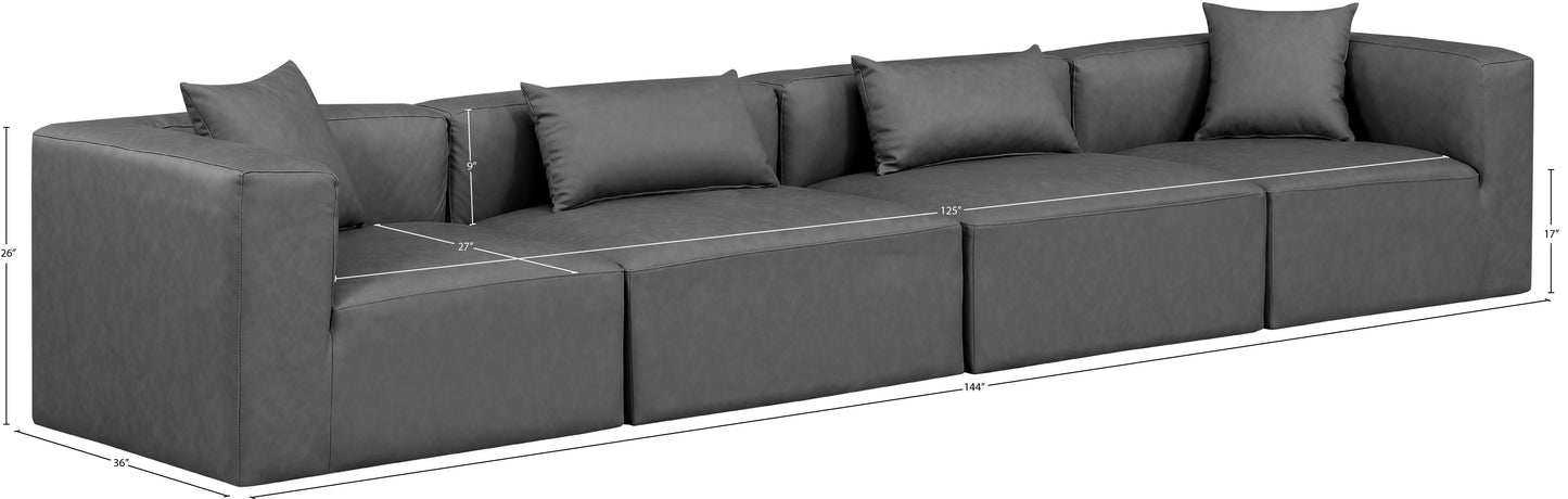 crescent charcoal grey faux leather modular sofa s144b