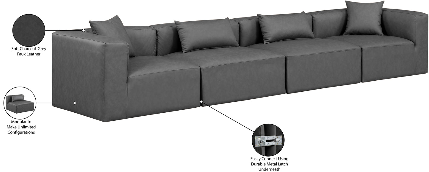 crescent charcoal grey faux leather modular sofa s144b