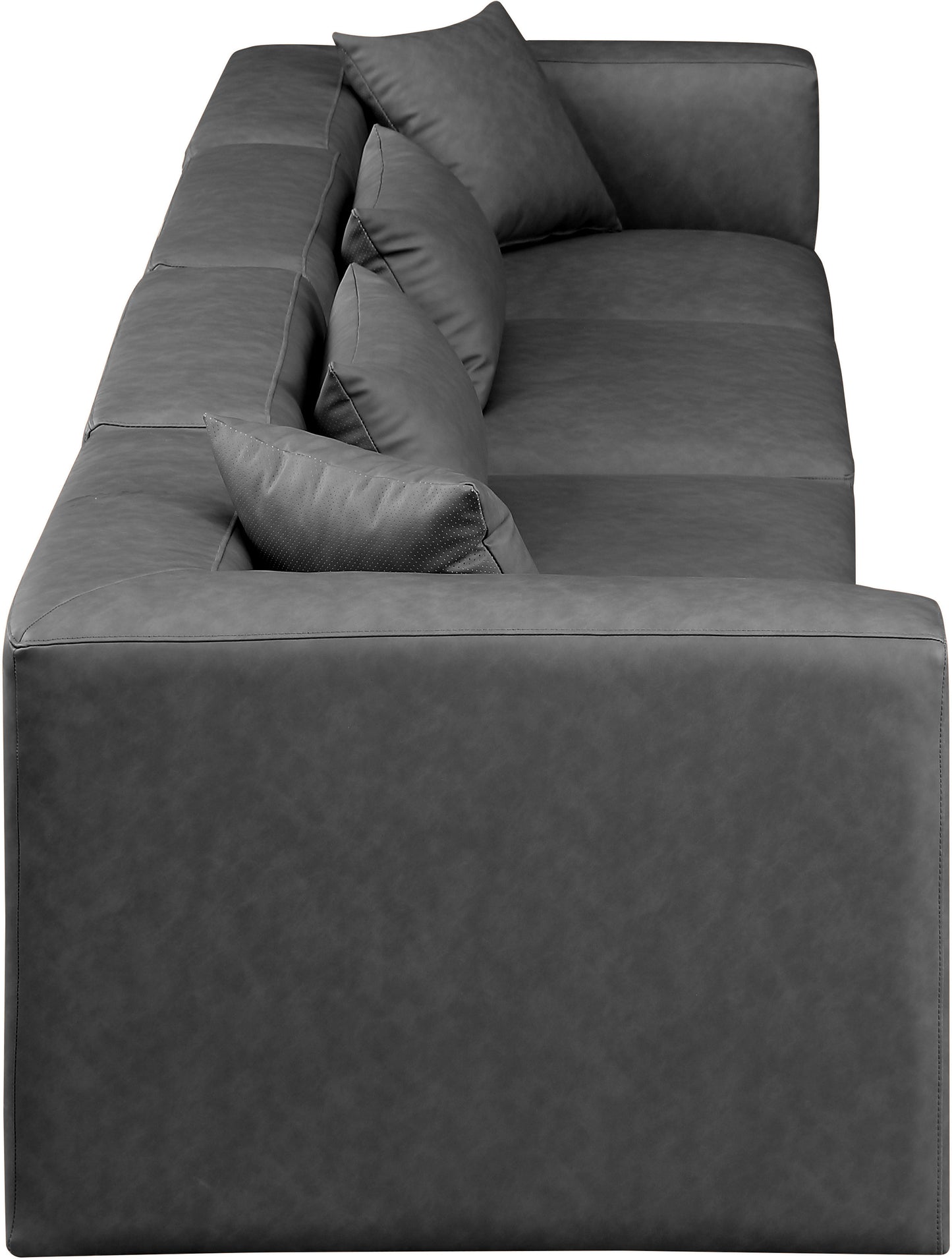 crescent charcoal grey faux leather modular sofa s144b