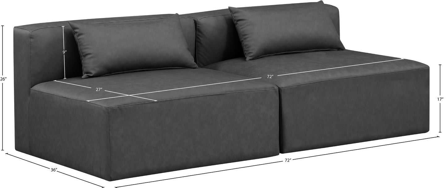 crescent charcoal grey faux leather modular sofa s72a