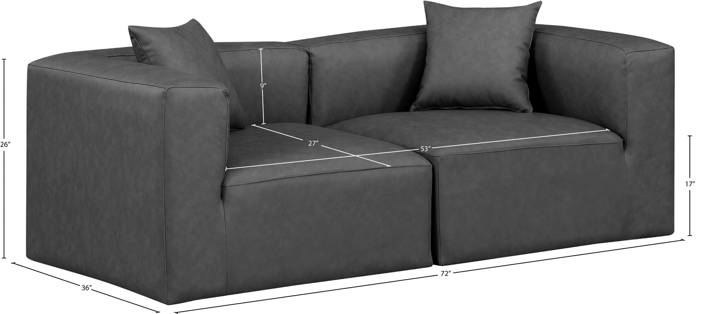 crescent charcoal grey faux leather modular sofa s72b