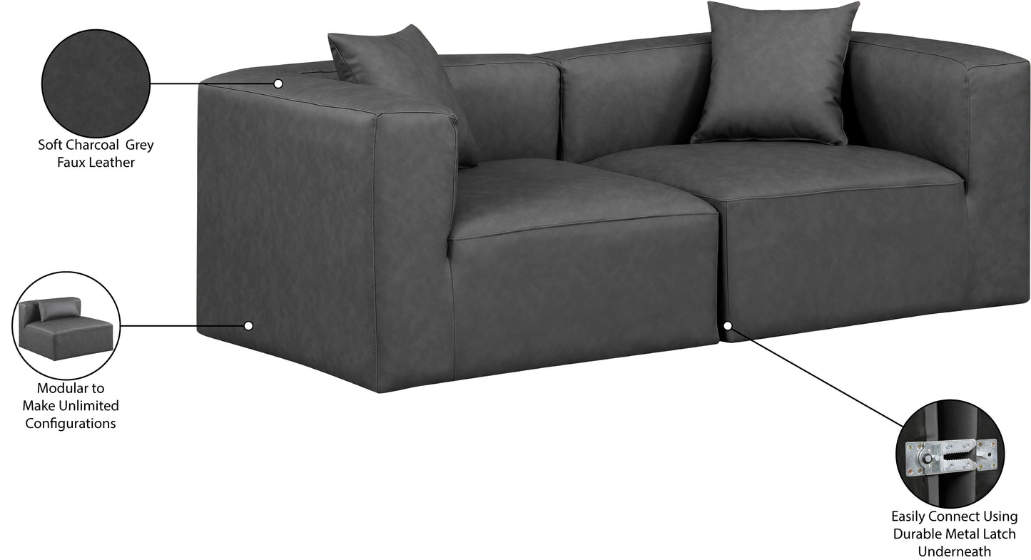 crescent charcoal grey faux leather modular sofa s72b