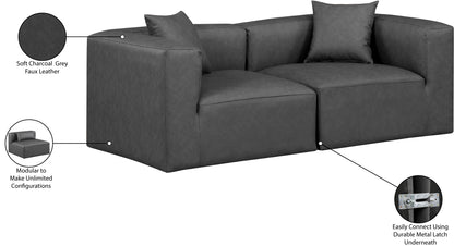 Crescent Charcoal Grey Faux Leather Modular Sofa S72B