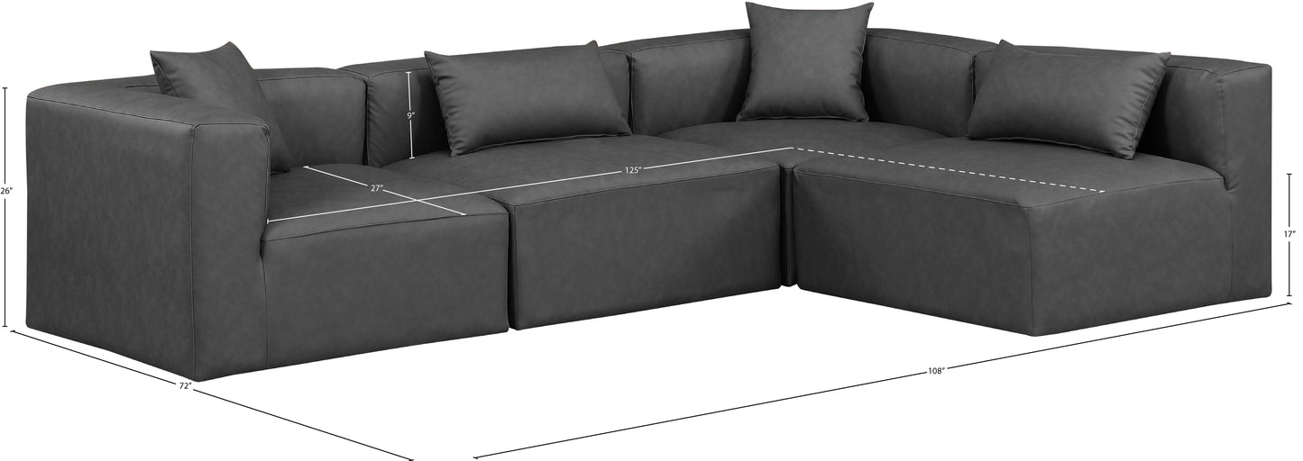 crescent charcoal grey faux leather modular sectional sec4b