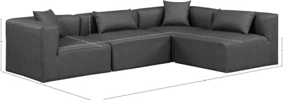 Crescent Charcoal Grey Faux Leather Modular Sectional Sec4B