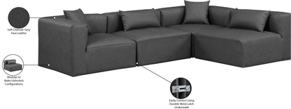 Crescent Charcoal Grey Faux Leather Modular Sectional Sec4B