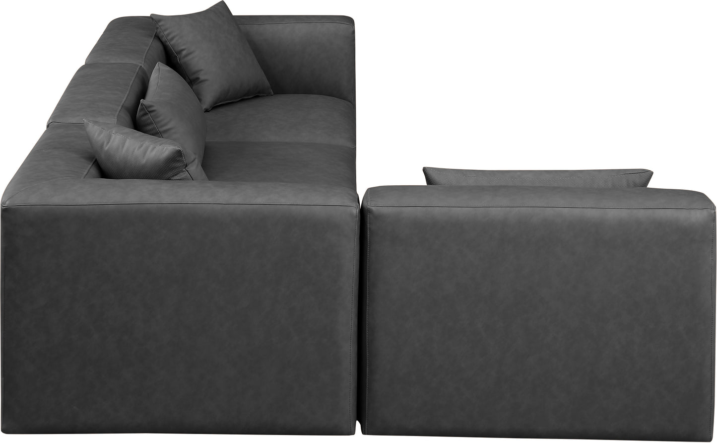 crescent charcoal grey faux leather modular sectional sec4b