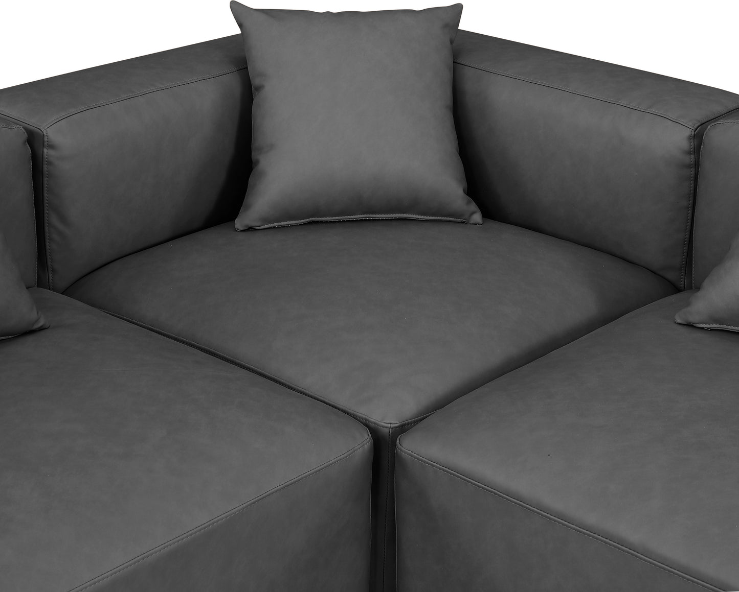 crescent charcoal grey faux leather modular sectional sec4b