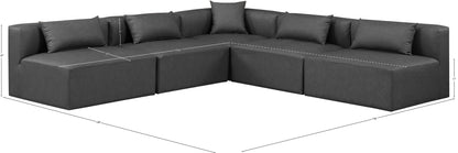 Crescent Charcoal Grey Faux Leather Modular Sectional Sec5B