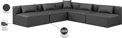 Crescent Charcoal Grey Faux Leather Modular Sectional Sec5B