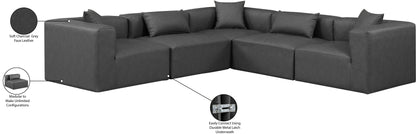 Crescent Charcoal Grey Faux Leather Modular Sectional Sec5C