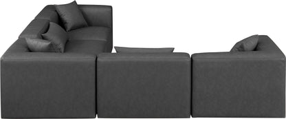 Crescent Charcoal Grey Faux Leather Modular Sectional Sec5C