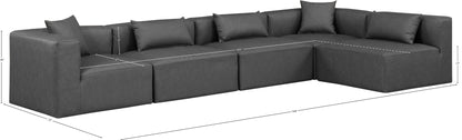 Crescent Charcoal Grey Faux Leather Modular Sectional Sec5D